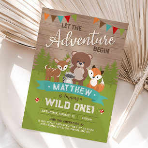 Woodland First Birthday Invitation