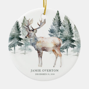 Woodland first Christmas With Baby Photo Ceramic Tree Decoration