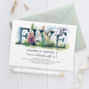 Woodland Five - 5th Birthday Invitation