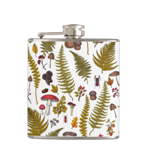 Woodland flora and fauna 2 hip flask