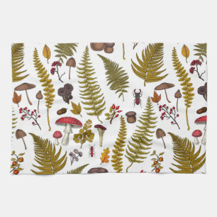 Woodland flora and fauna 2 tea towel
