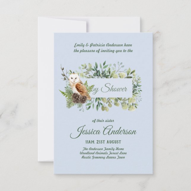 Woodland Flora and Fauna BABY SHOWER Invites (Front)