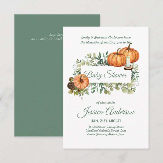 Woodland Flora and Fauna BABY SHOWER Invites (Front/Back)