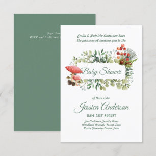 Woodland Flora and Fauna BABY SHOWER Invites