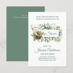 Woodland Flora and Fauna BABY SHOWER Invites