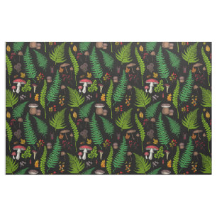 Woodland flora and fauna fabric