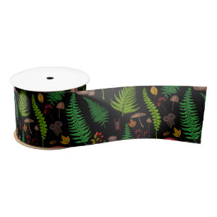 Woodland flora and fauna satin ribbon