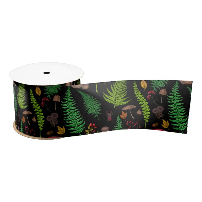 Woodland flora and fauna satin ribbon (Spool)