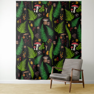 Woodland flora and fauna tapestry