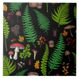 Woodland flora and fauna tile