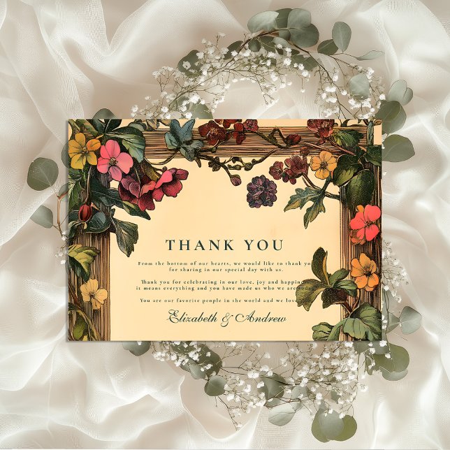 Woodland Floral Art Nouveau Wedding Thank You Card (Creator Uploaded)