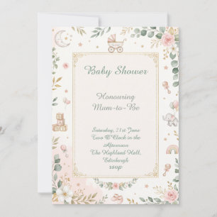 Woodland Floral Baby Shower Invitation