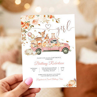 Woodland Floral Baby Shower Invitation