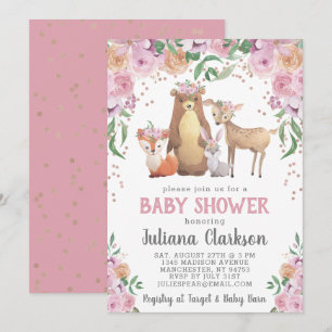 Woodland Floral Baby Shower Invitation