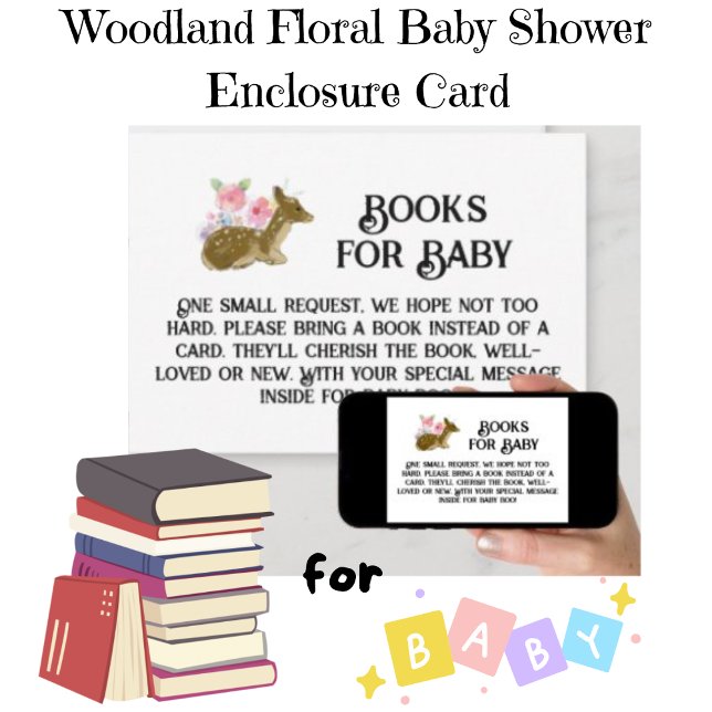 Woodland Floral Books for Baby Rustic Baby Shower  Invitation (Printed & Downloadable Options Available)