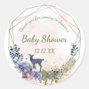 Woodland Floral Deer Classic Round Sticker