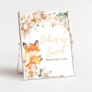 Woodland Floral Fox Baby Shower Babies are Sweet Poster