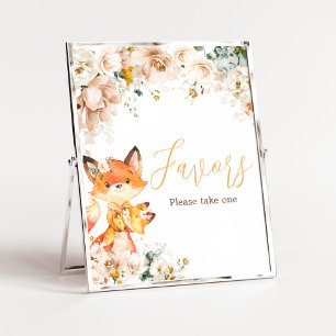 Woodland Floral Fox Baby Shower Favours Poster