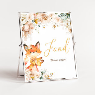 Woodland Floral Fox Baby Shower Food  Poster