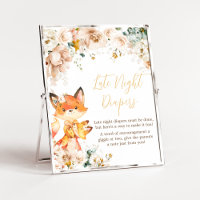 Woodland Floral Fox Baby Shower Late Night Diapers