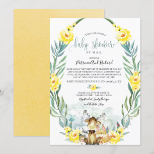 Woodland Floral Greenery Baby Shower By Mail Invit Invitation