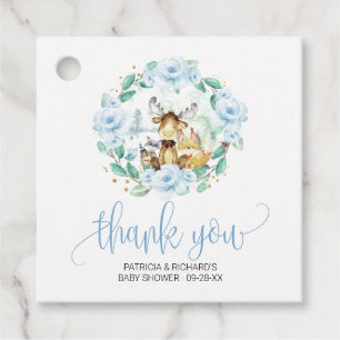 Woodland Floral Greenery Baby Shower Thank You Favour Tags
