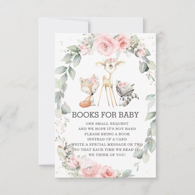 Woodland Floral Greenery Bring Books for Baby Card (Front)