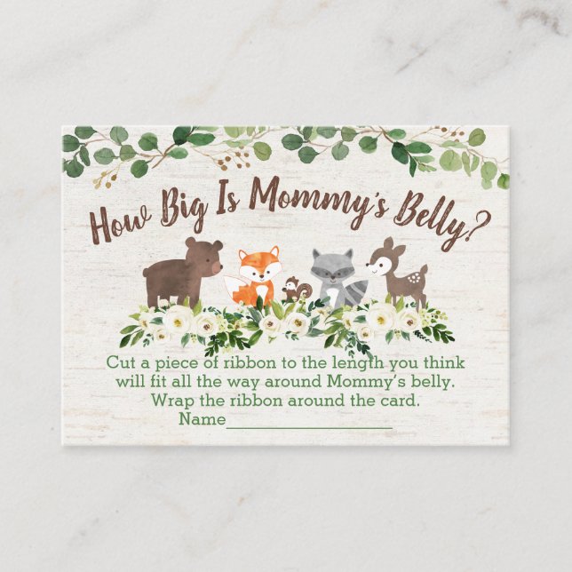 Woodland Floral How Big Is Mummy's Belly Game Place Card (Front)