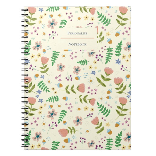 Woodland Floral Personalised Notebook (Front)