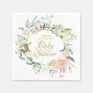 Woodland Floral Roses Couples Baby Shower/Sprinkle Napkin
