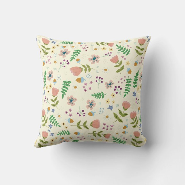 Woodland Floral Throw Pillow (Back)