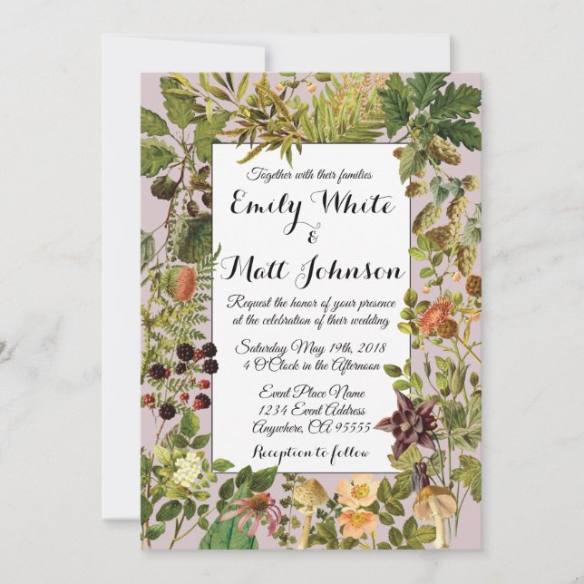Woodland Floral Wedding Invitation (Front)