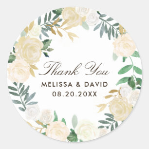 Woodland Floral Wreath Thank You Stickers