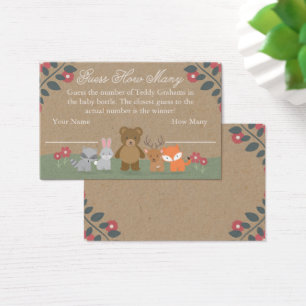 Woodland Florals Baby Shower Guess How Many Card
