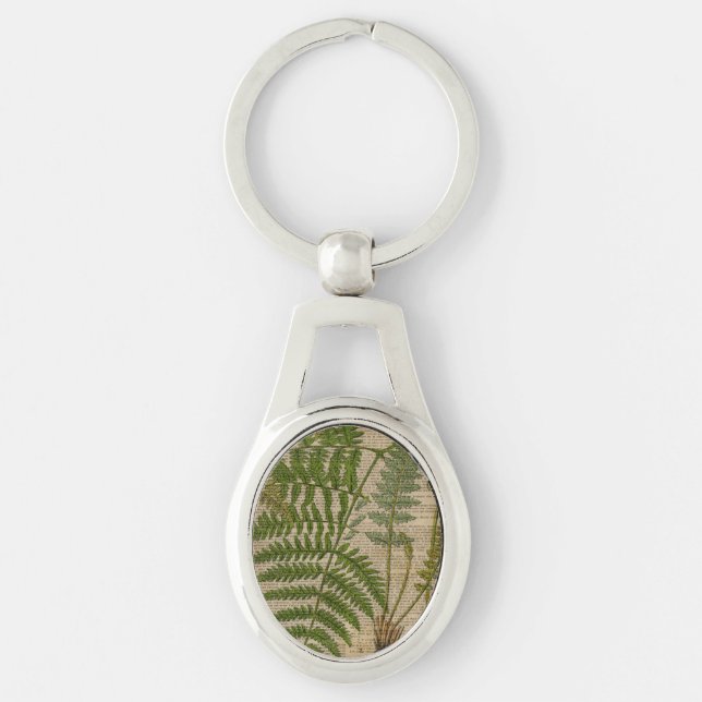 woodland foliage french botanical print fern key ring (Front)