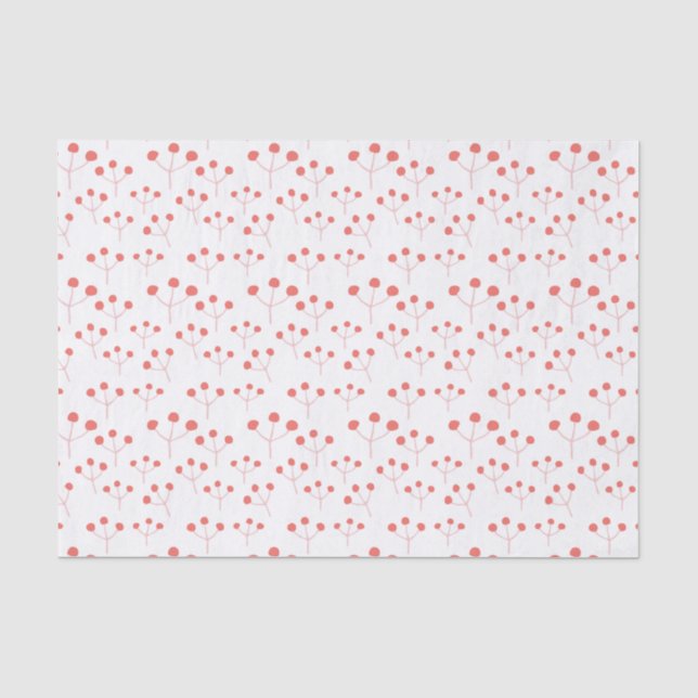 Woodland Foliage Nature Red Berries Pattern Tissue Paper (Front)