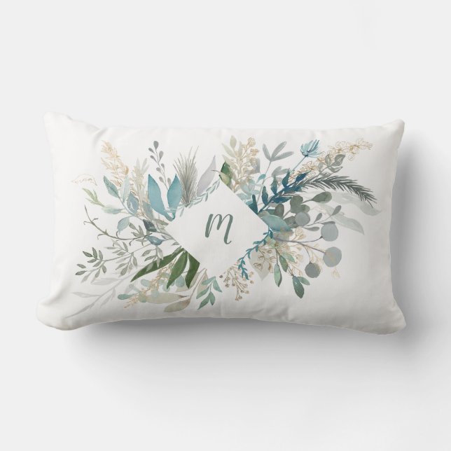 Woodland Foliage with Monogram Lumbar Cushion (Front)