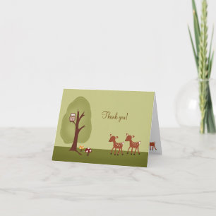 WOODLAND Forest  2 Deer Folded Thank you note