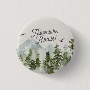 woodland forest adventure awaits 3 cm round badge