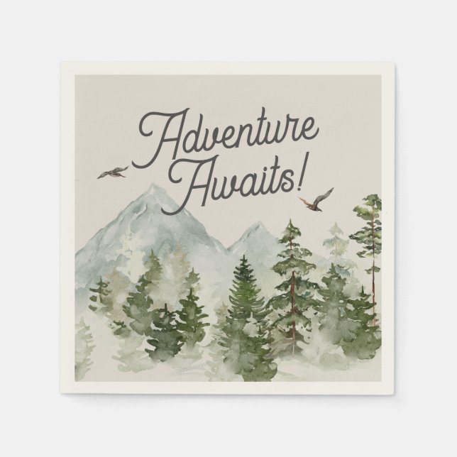  woodland forest adventure awaits napkin (Front)