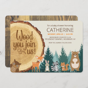 Woodland Forest Animal babies, Baby Shower Invitation
