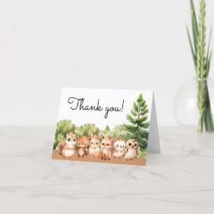 Woodland Forest Animal Baby Boy Shower Thank You Card