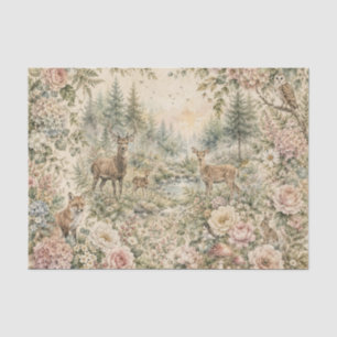 Woodland Forest Animal Floral Cottagecore Botanic Tissue Paper