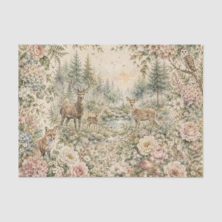 Woodland Forest Animal Floral Cottagecore Botanic Tissue Paper