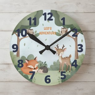 Woodland Forest Animal Friends Kids Wall Clock