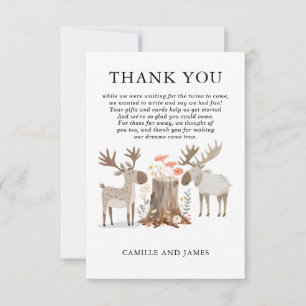 Woodland Forest Animal Twins Baby Shower Thank You Card