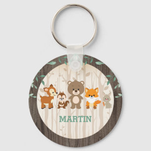 Woodland Forest Animals 1st Birthday Party Favours Key Ring