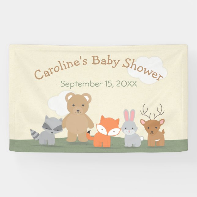 Woodland Forest Animals Baby Shower Banner (Horizontal)