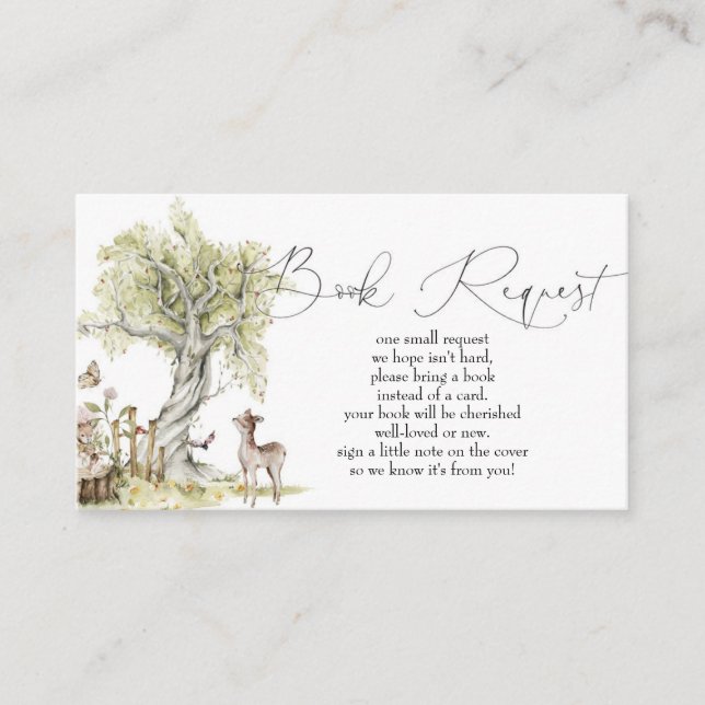 Woodland Forest Animals Baby Shower Book Request Enclosure Card (Front)