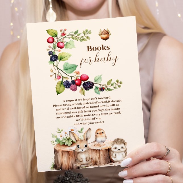 Woodland Forest Animals Baby Shower Books for Baby Enclosure Card (Creator Uploaded)